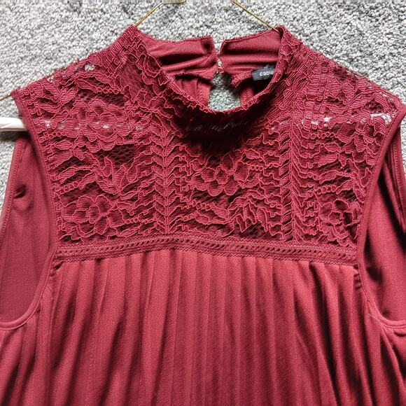 Cable & Gauge Lace Top Women’s Size XL Red Blouse Boho Romantic - Picture 2 of 5